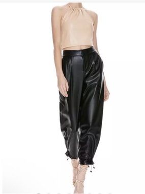 Alice & Olivia Vegan Leather Black Jogger Pants
